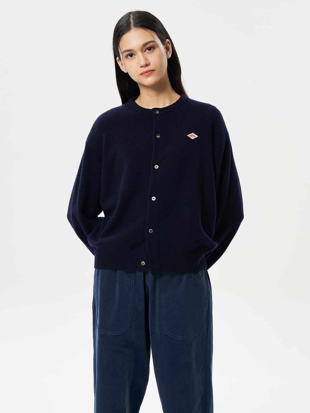 Women Crew Neck Cardigan - Navy