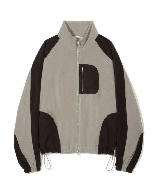 커브드 블록 플리스 집업 자켓 베이지