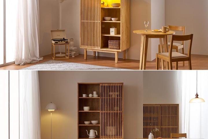 여유RW 원목 간살 수납장 여닫이/슬라이딩 모음 3colors_F26A