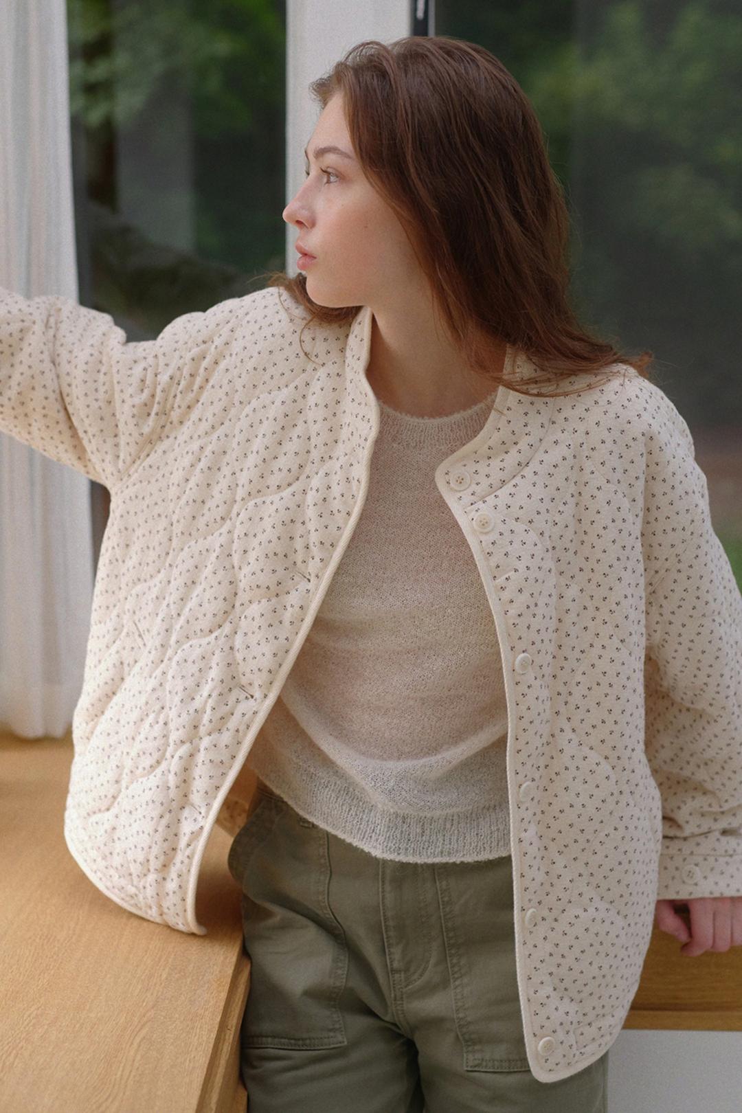 cotton quilted jacket (ivory)