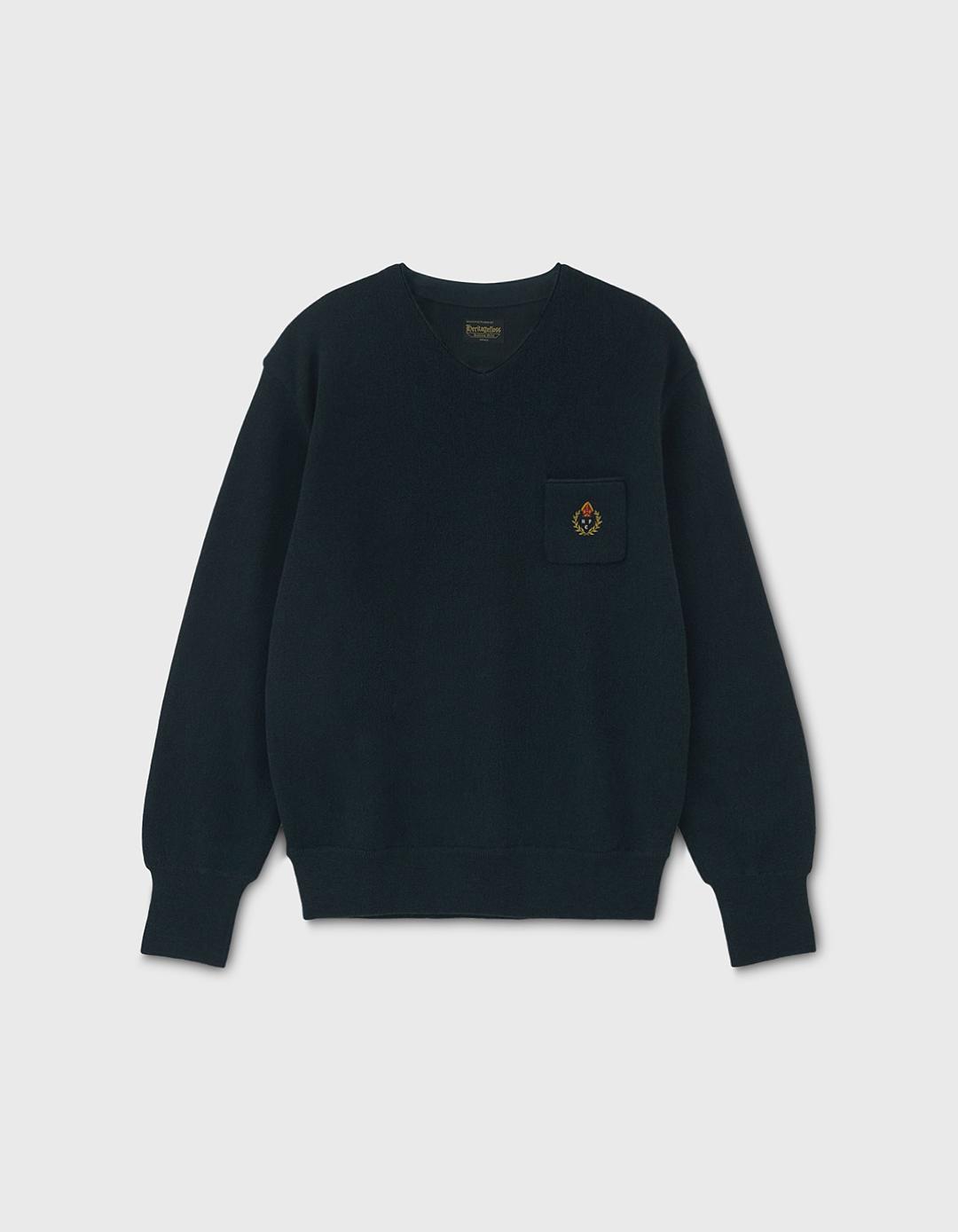 CREST MERINO WOOL V-NECK / Forest Green