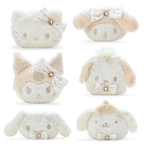 산리오 화이트 디자인 페이스형 파우치-헬로키티/마이멜로디/폼폼푸린/시나모롤/쿠로미/포차코