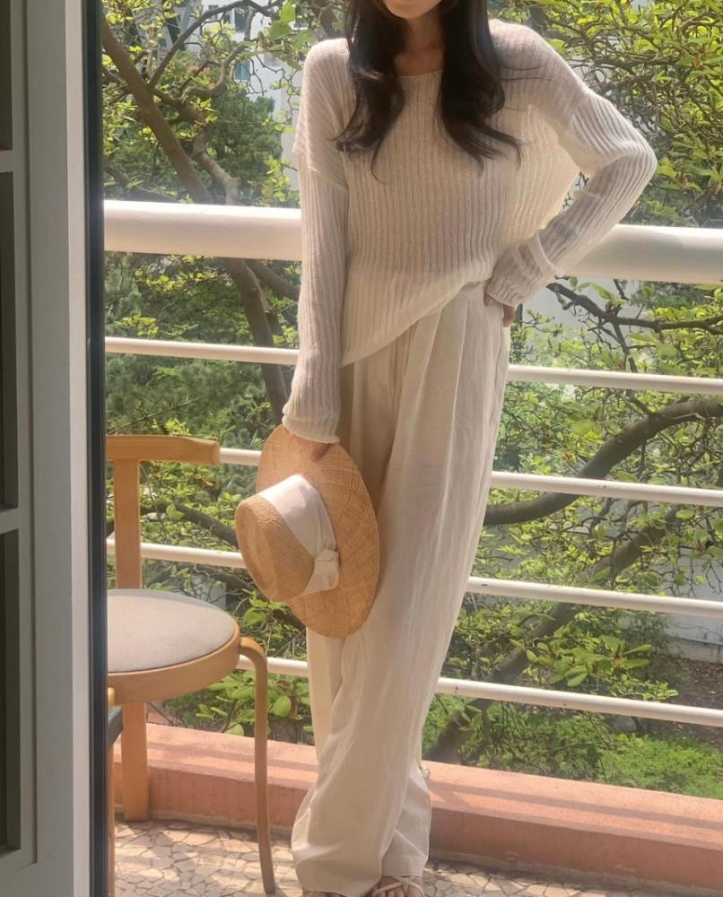 (당일출고) MICO 알엔 팬츠 썸머 나일론 스트링 와이드 핀턱팬츠