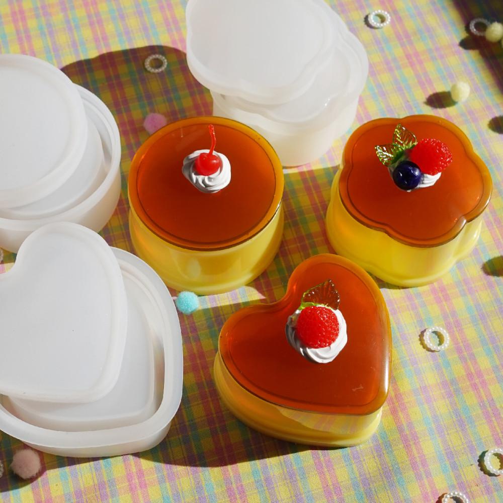 컴팩트 보관함 몰드 - 원형, 푸딩, 플라워, 하트 보관함  / 레진아트 실리콘 몰드 / 케이스 상자 박스