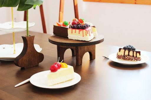 다크브라운 우드원형 케이크스탠드 디저트트레이 케잌스탠드