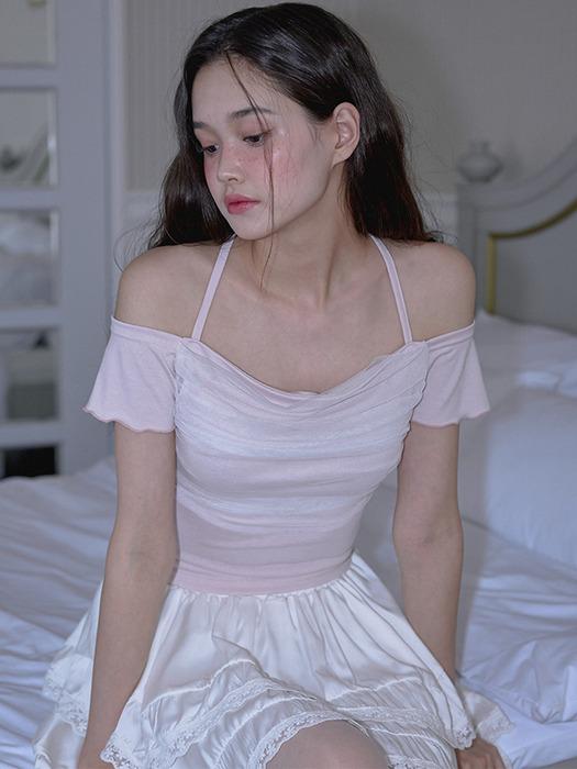 Sha Layered Halter T-shirt [Pink]