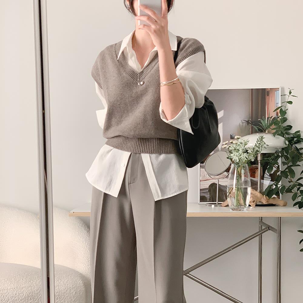 버몬트 V 램스울 니트 베스트 (애쉬 카키), (free)