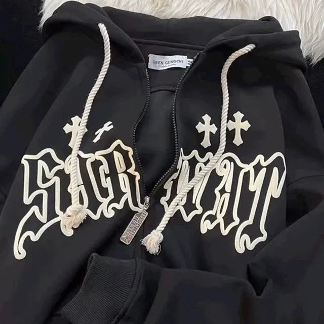 [당일출고/오버핏] 페미닌 박시 루즈핏 유니크 발포 레터링 후드집업 자켓 3color [블랙 핑크 겨울 아우터 교복 빅사이즈 트레이닝복 커플룩 힙한상의 봄여름가을겨울 y2k 아방핏