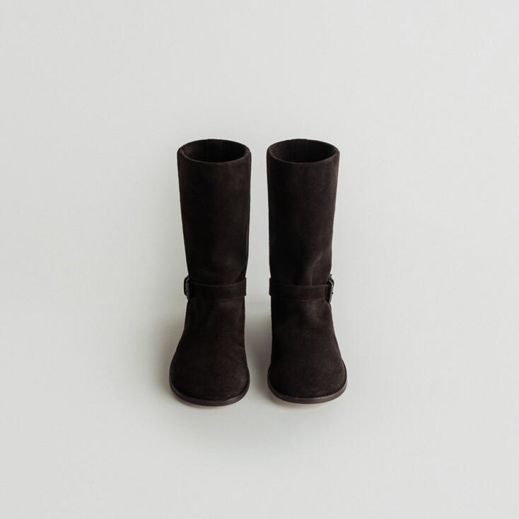 belted middle boots (dark brown)