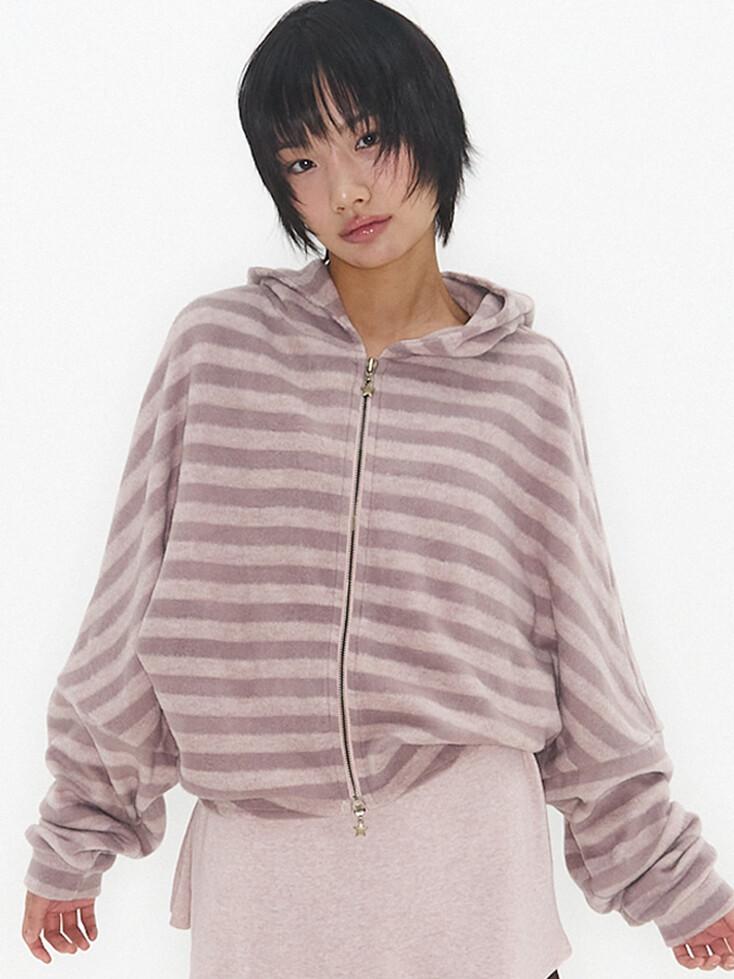 Comfy Wing Hoodie Zip-Up Mauve Pink