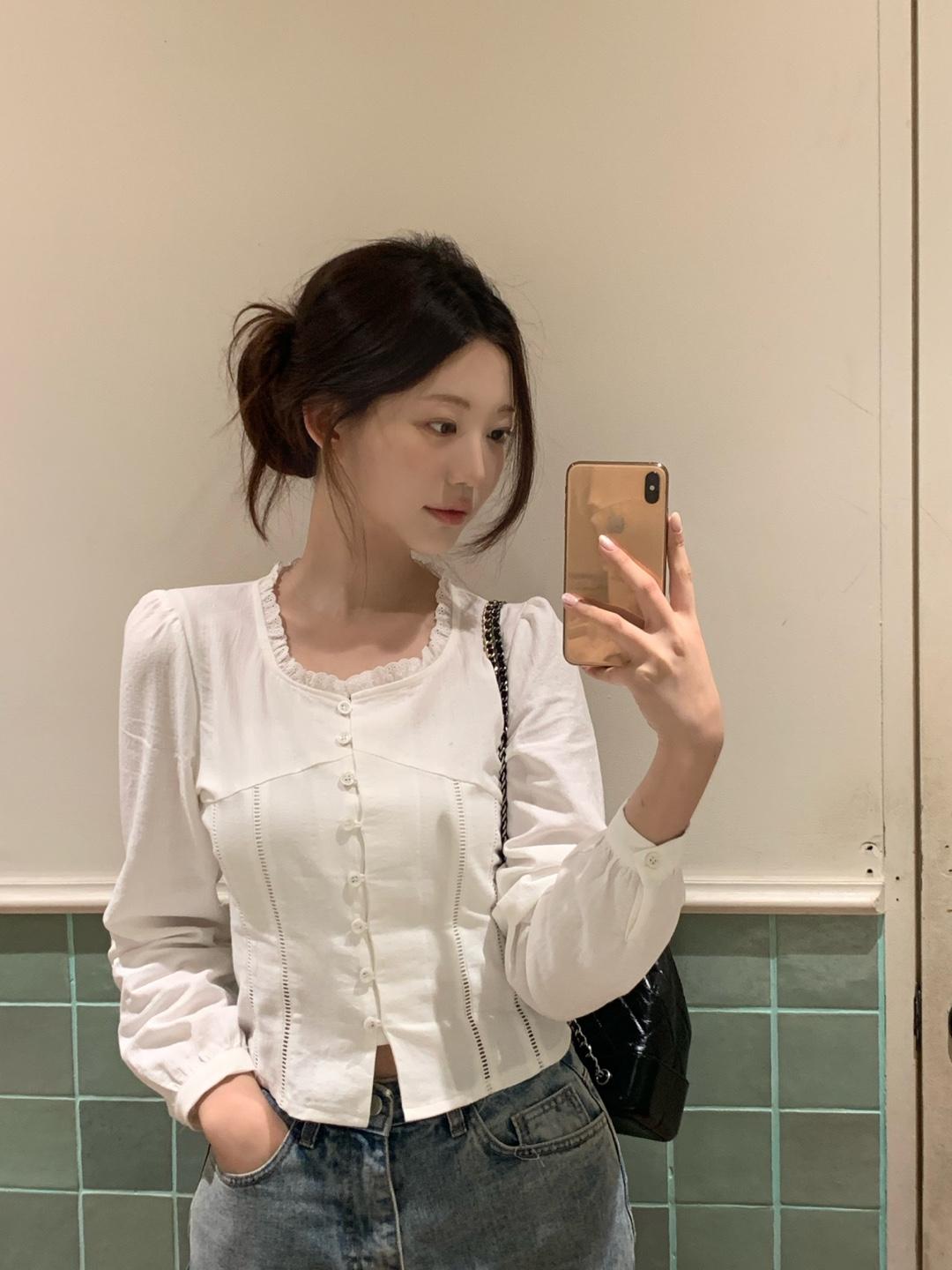 letter square blouse_ivory