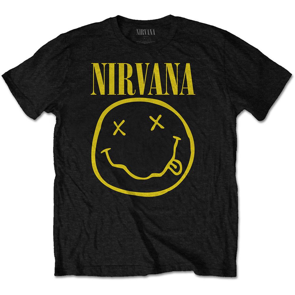 공식 NIRVANA 너바나 Yellow Smiley 반팔 티셔츠