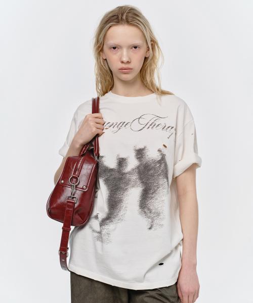 DISTROYED DEVIL OVERFIT T-SHIRT, WHITE