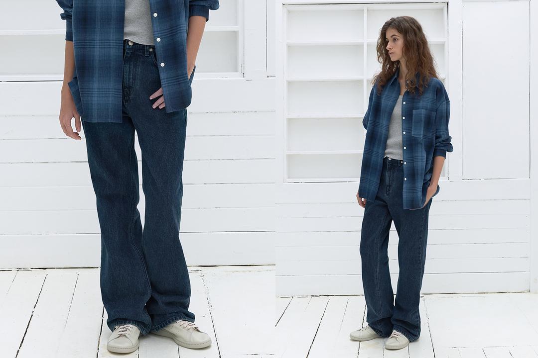 Semi flared denim jean (dark blue)