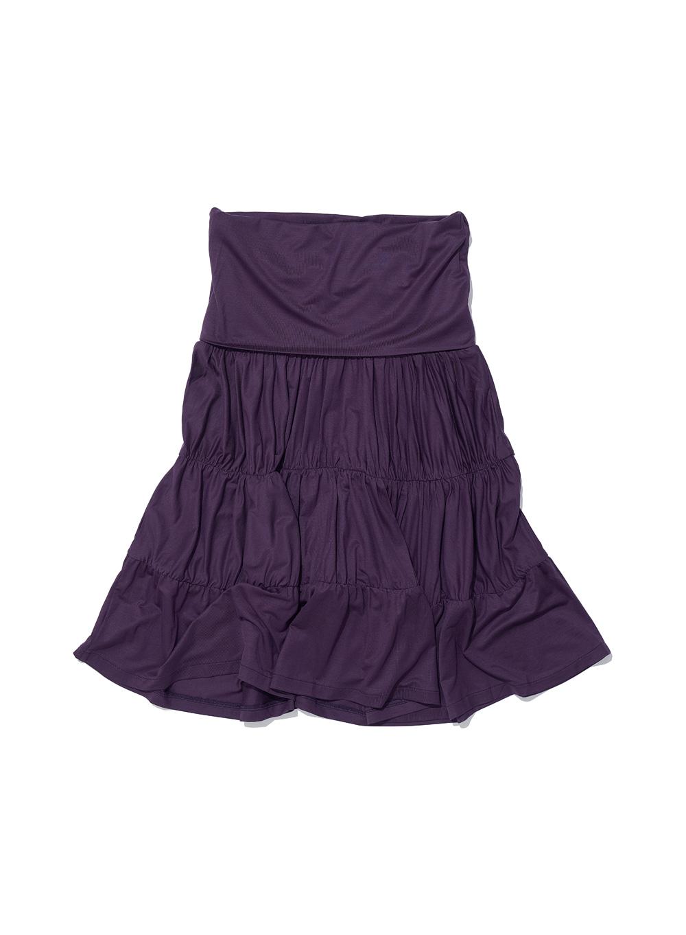 [WOMEN] PWC JERSEY SHIRRING TIERED MIDI SKIRT_MIDNIGHT PLUM