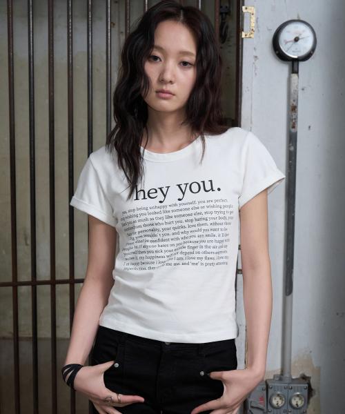 HEY YOU 아트워크 하프 티셔츠 [화이트]