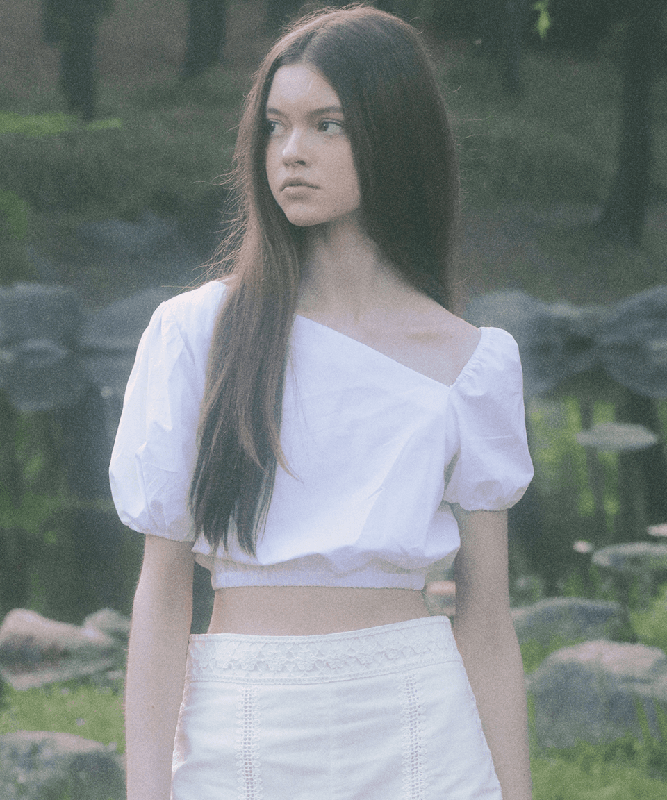 New Banding Shoulder Blouse (White)