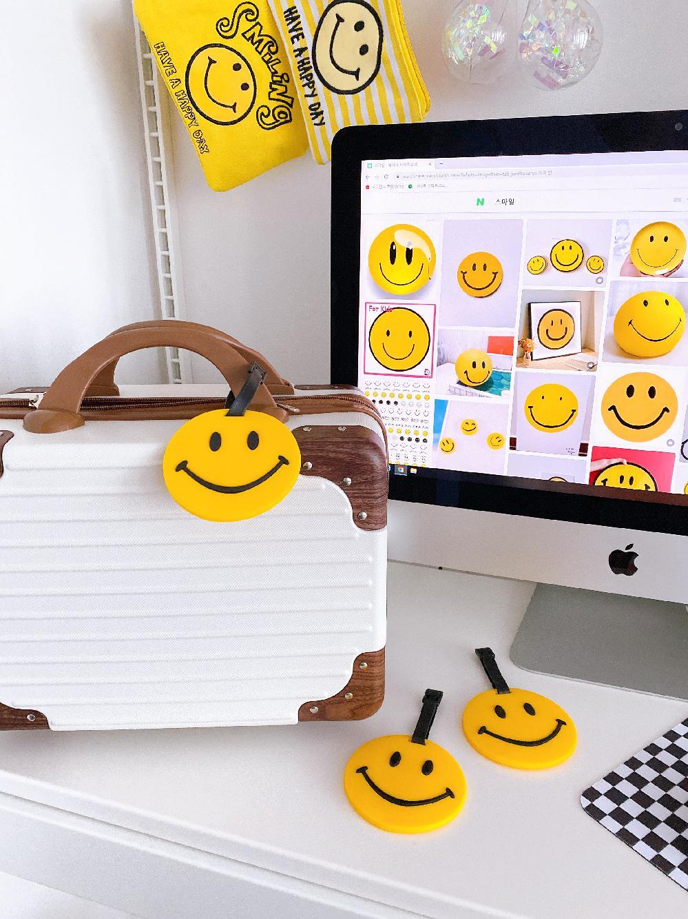 대왕 스마일 캐리어택 노랑 네임택 키링