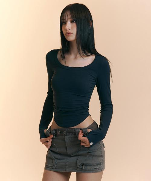 25FW New MOMO Shirring Top (Navy)