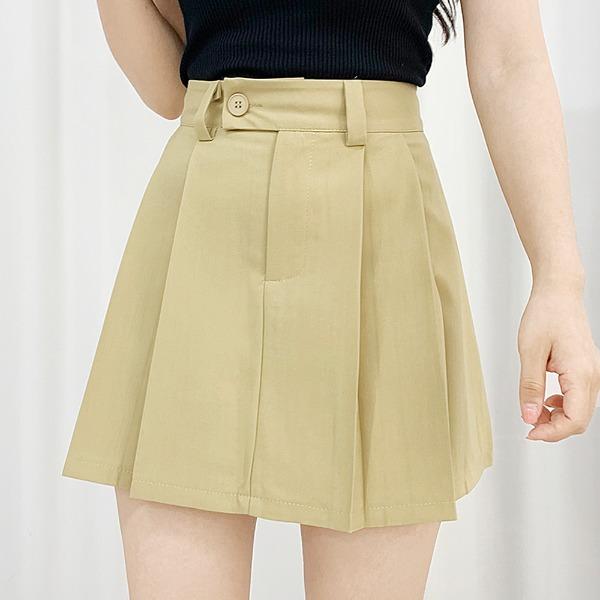 [속바지O] 버튼 핀턱 플리츠 스커트