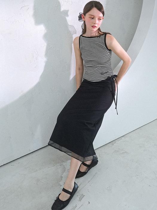 Gaia Oganza Layered Long Skirt BLACK