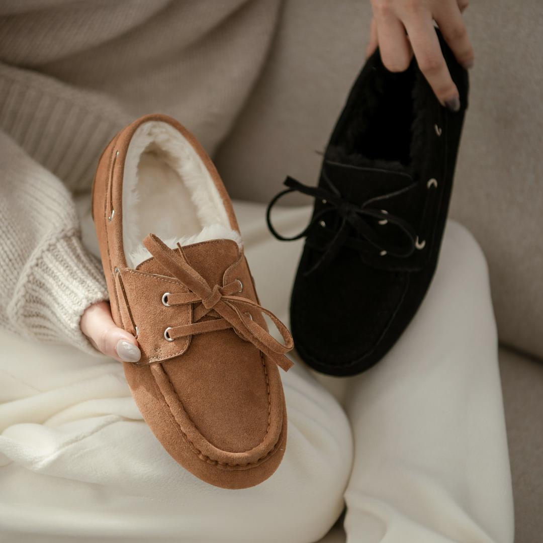 루엔트 소가죽 털 안감 단화 1cm