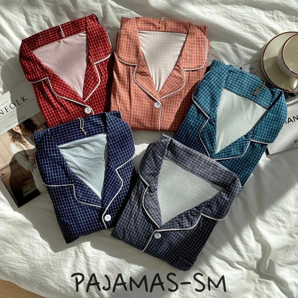 (정전기 방지) 피치기모 체크 스판 커플 신혼 홈웨어 마약잠옷 파자마 세트