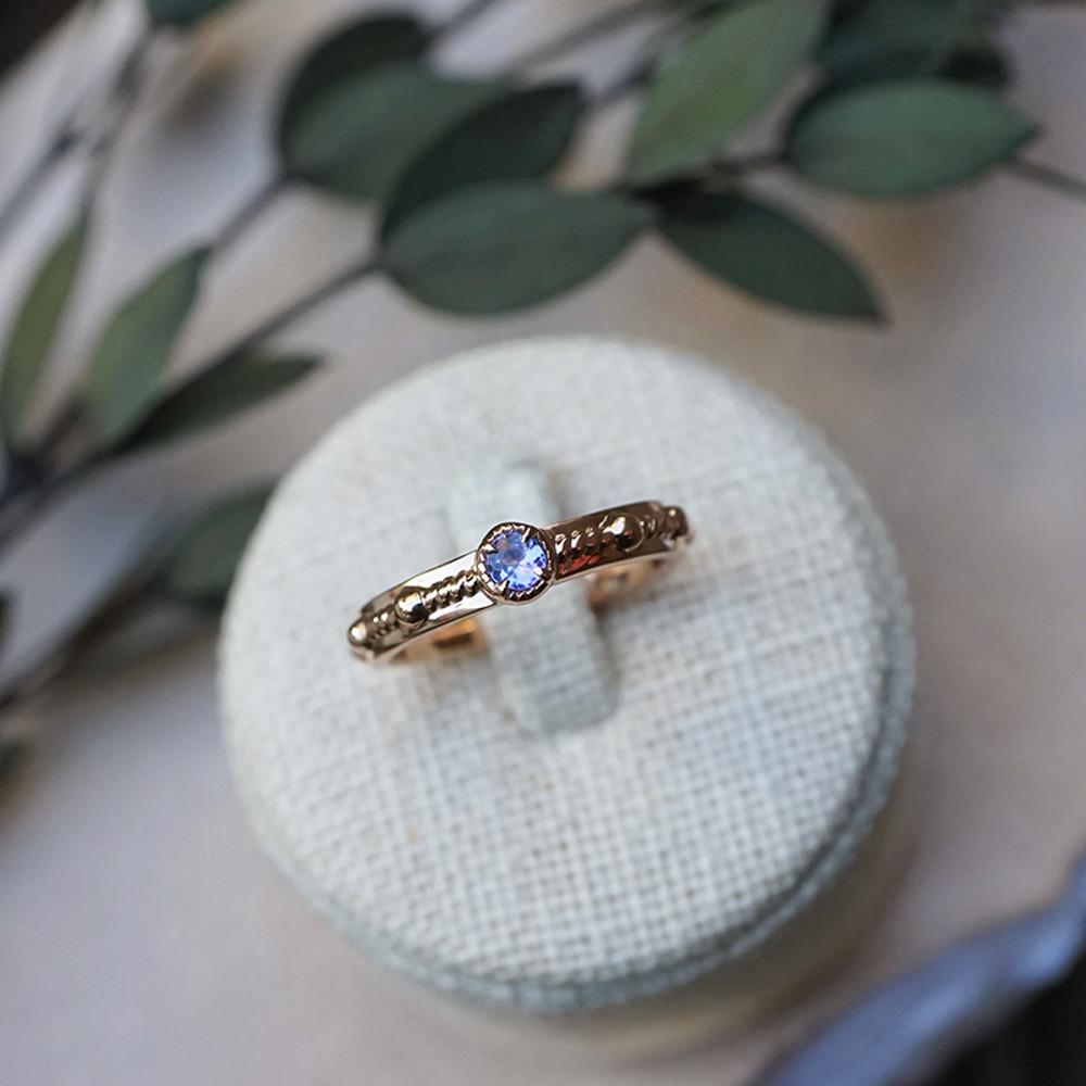 14k 탄생석 꽈배기 라인 묵주 반지