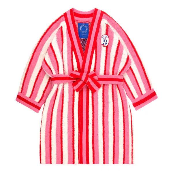 [WOMEN] 핑크 스트라이프 밀크 슈슈셔닐 로브_BU54UR503