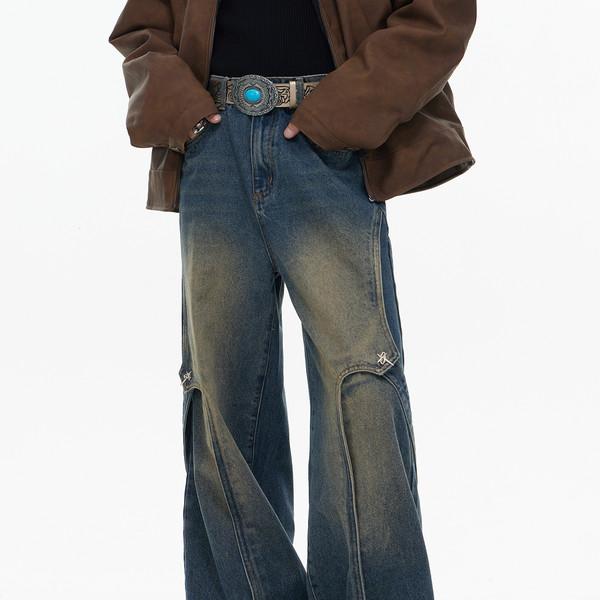 Washed Splicing Jeans