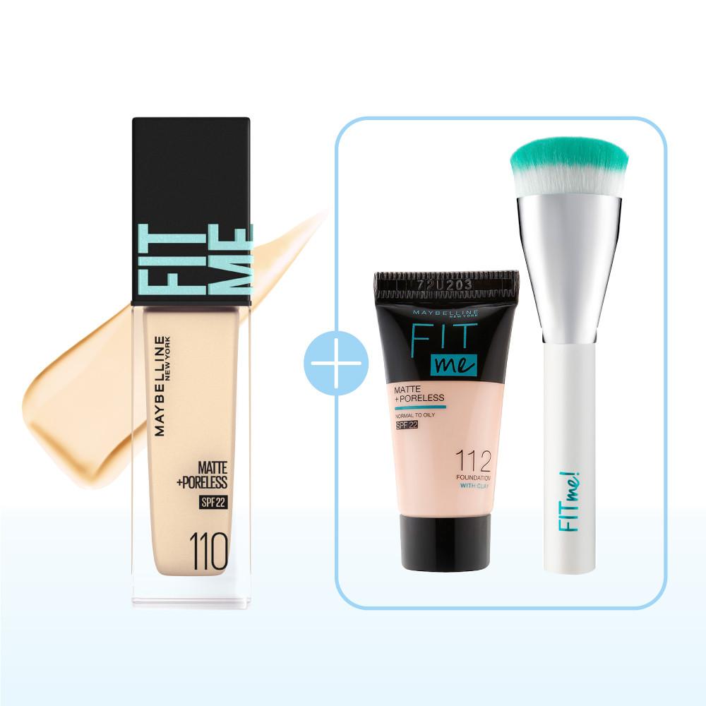 핏미브러쉬/메이블린 뉴욕 NEW 핏미 파운데이션 30ml SPF22+미니파운데이션 5ml 세트