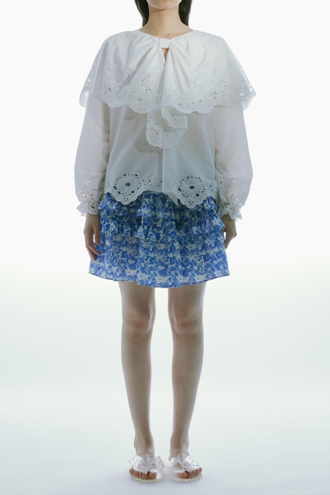 BRODERIE-ANGLAISE COLLAR SHIRT - XS