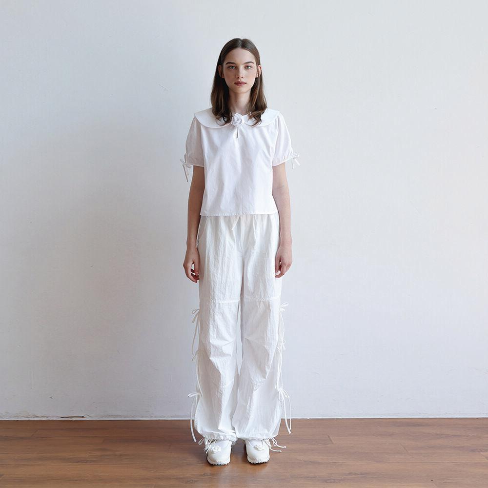 Knot ribbon pants - white