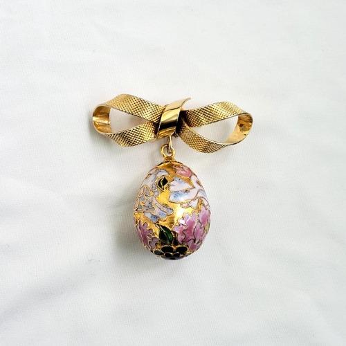 (송키) cloisonne 칠보기법 알 모양 참 브로치