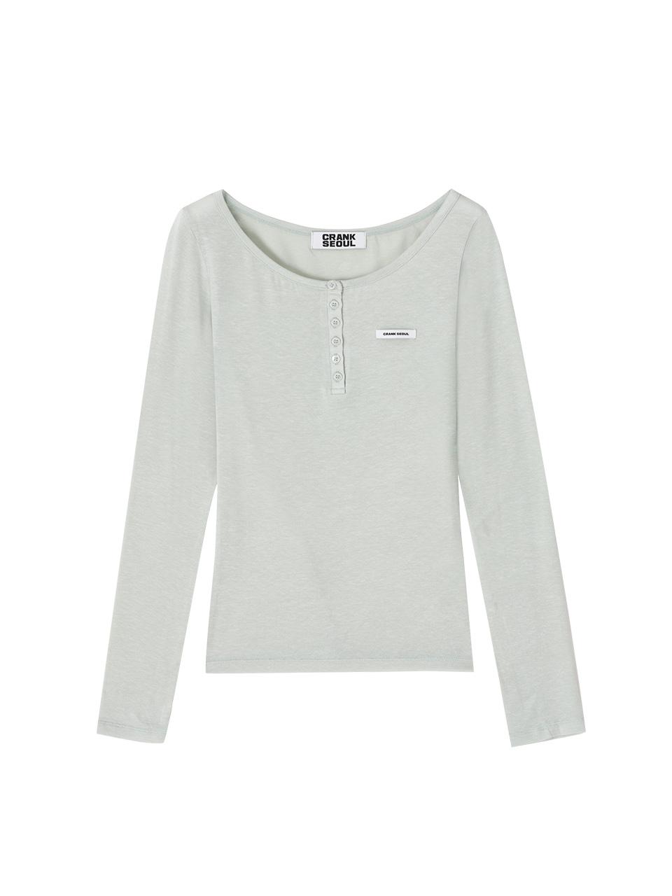 BASIC HENLEY NECK TOP_MINT