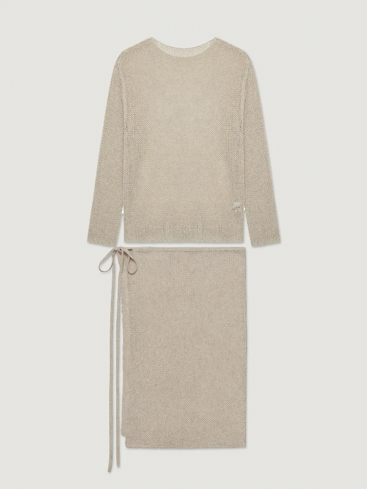 LINEN LOOSE KNIT SKIRT SET