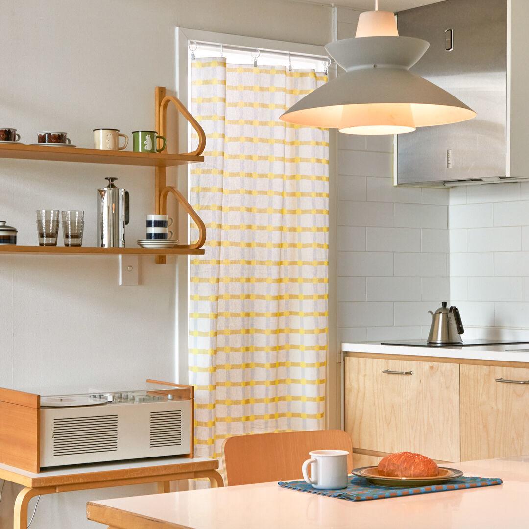 DOT CHECK FABRIC - LEMON ON IVORY