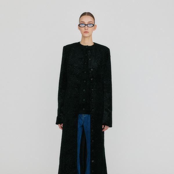 ZILOUS Round Neck Coat - Black