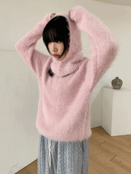 [바라클라바set] 슈가 솔잎 앙고라 바라클라바 니트 -5colors