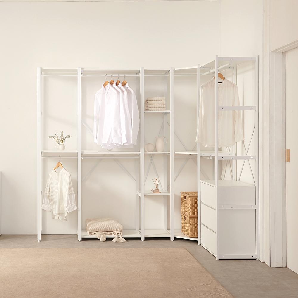 레벨업 속깊은 확장 틈새맞춤 철제 드레스룸 1단 800 연결형