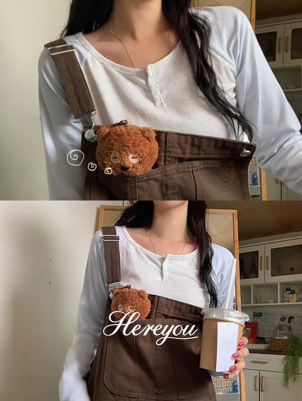 유리에 주문폭주/가을신상🍂 [here you] 페어링 단작 나그랑 tee - 3color (배색/래글런/버튼티/단추티/라운드/긴팔티셔츠/개강룩/캠퍼스룩)