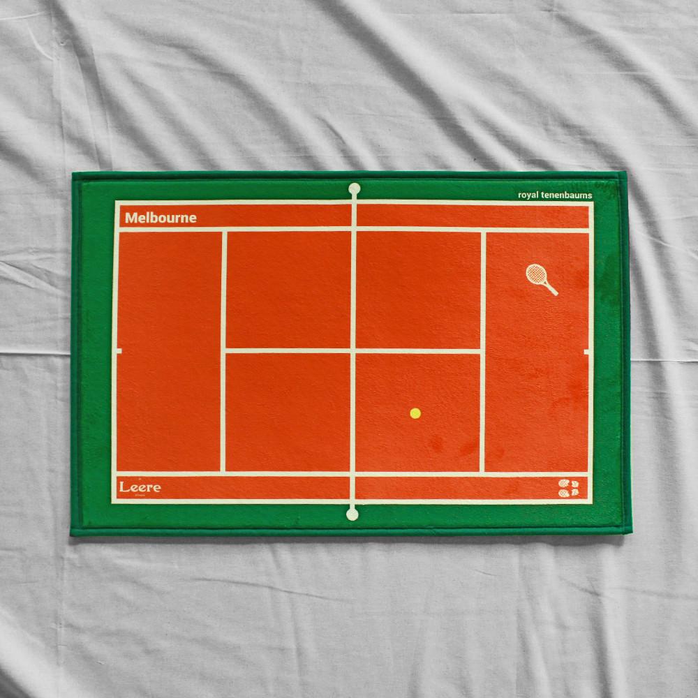 60x40(cm) 리에르 스튜디오 테니스 코트 욕실 현관 주방 침실 레트로 극세사 발매트 러그 오렌지