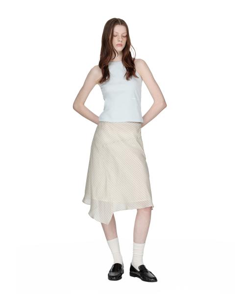 Asymmetric Midi Skirt, BEIGE