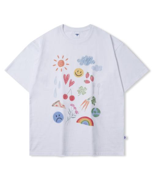 [S~5XL] DTP 드로잉 반팔 티셔츠_D09 스마일