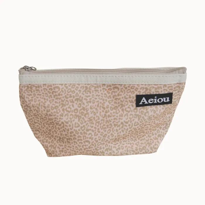 Aeiou Basic Pouch (L size) Leopard Pink Corduroy