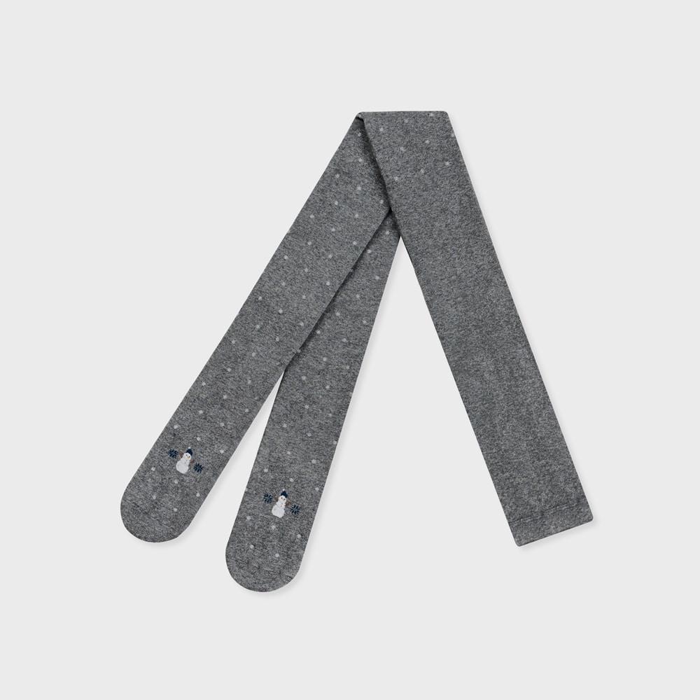 cotton tights snowflake snowman grey