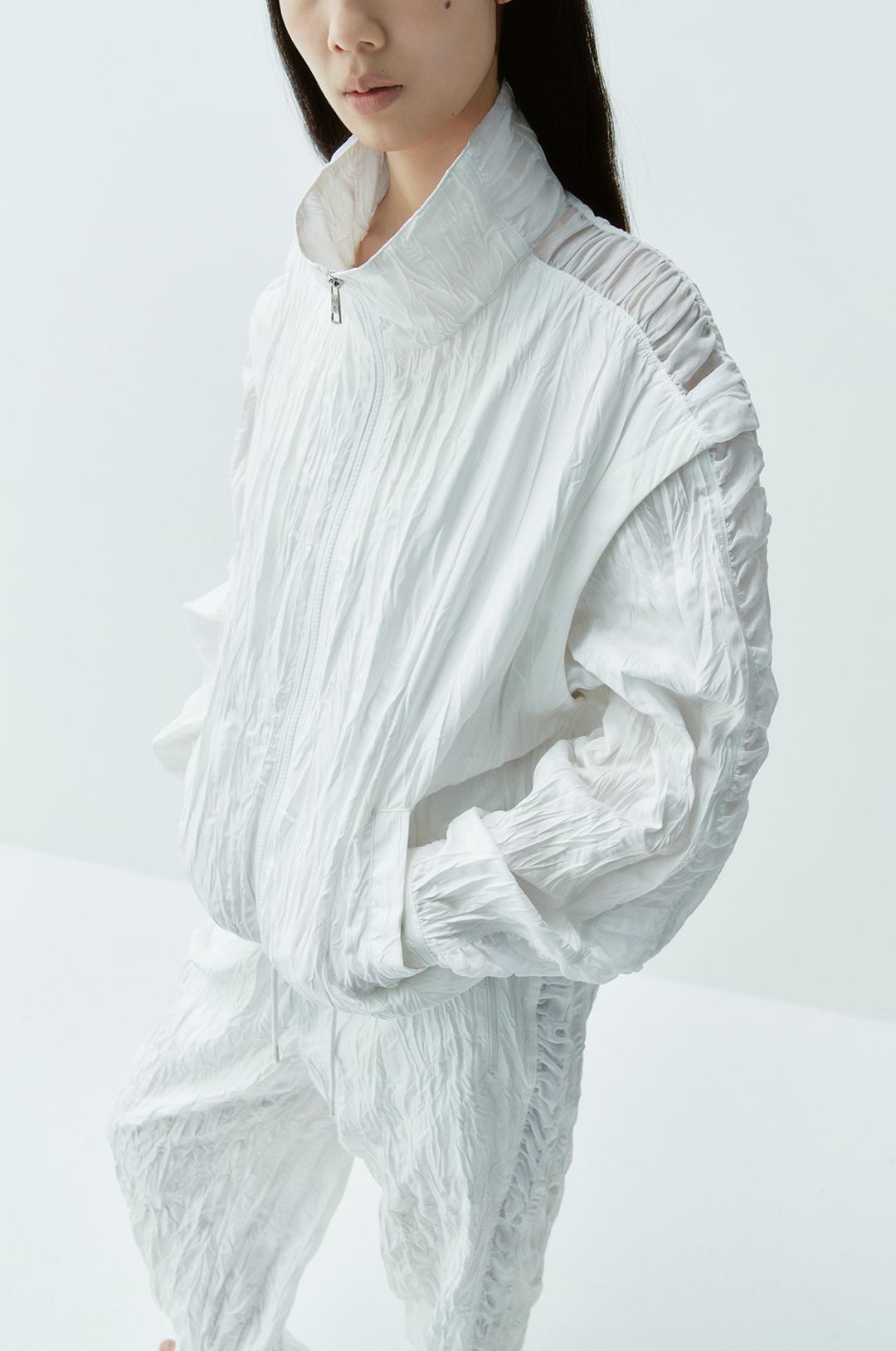 [Restock]G_SHEER SHIRRING TEXTURE JUMPER / WHITE