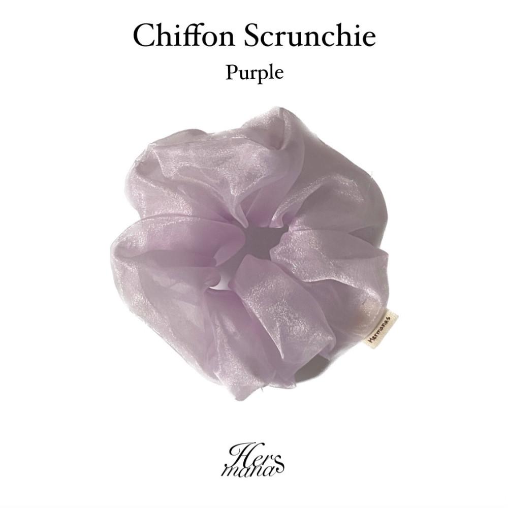 [에르마나스] 자체제작 퍼플 쉬폰 오간자 스크런치 헤어슈슈 곱창끈