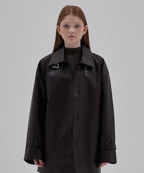 Leather Trench Coat_Brown