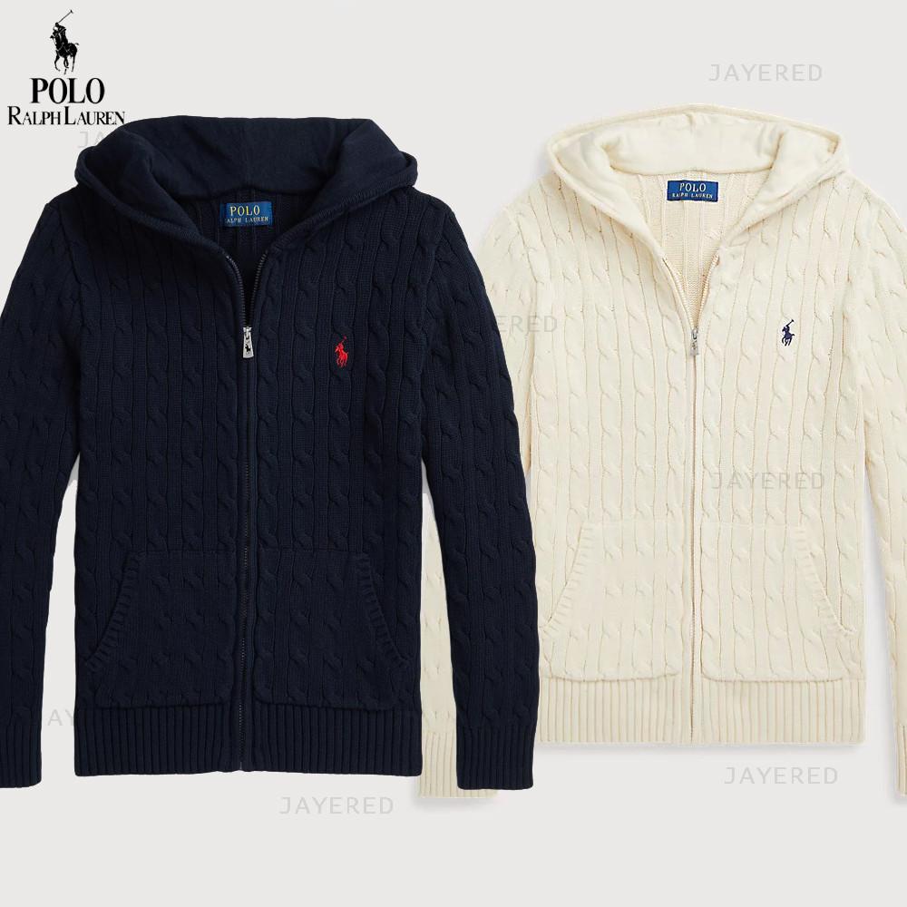 [백화점] 폴로 랄프로렌 보이즈 케이블 코튼 후드 집업 스웨터 크림 네이비 그린